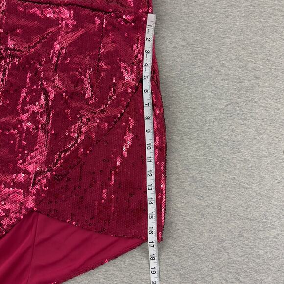 Lulus 'Below‎ The Stars' Red wine Women’s Sequin Asymmetrical Dress Size Small - Picture 13 of 16